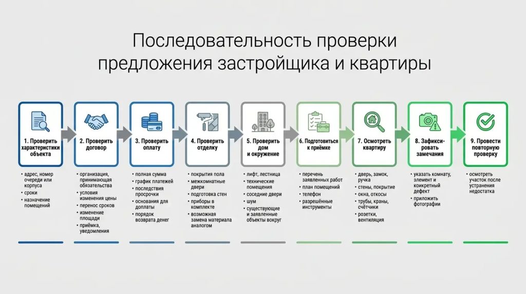 Последовательность проверки предложение застройщика и квартиры